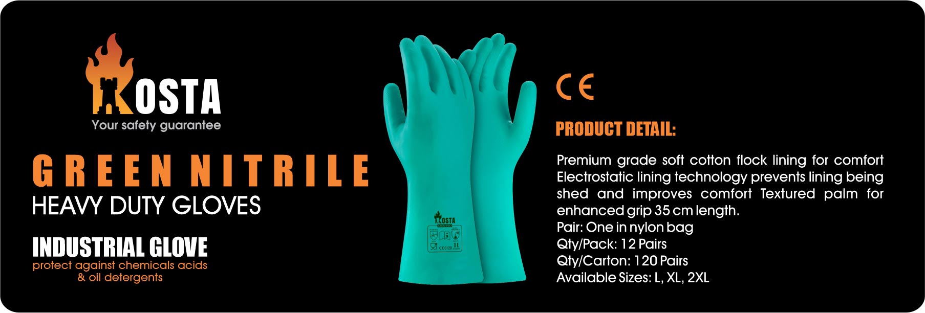 دستکش ایمنی نیتریل مدل Green Nitrile Glove