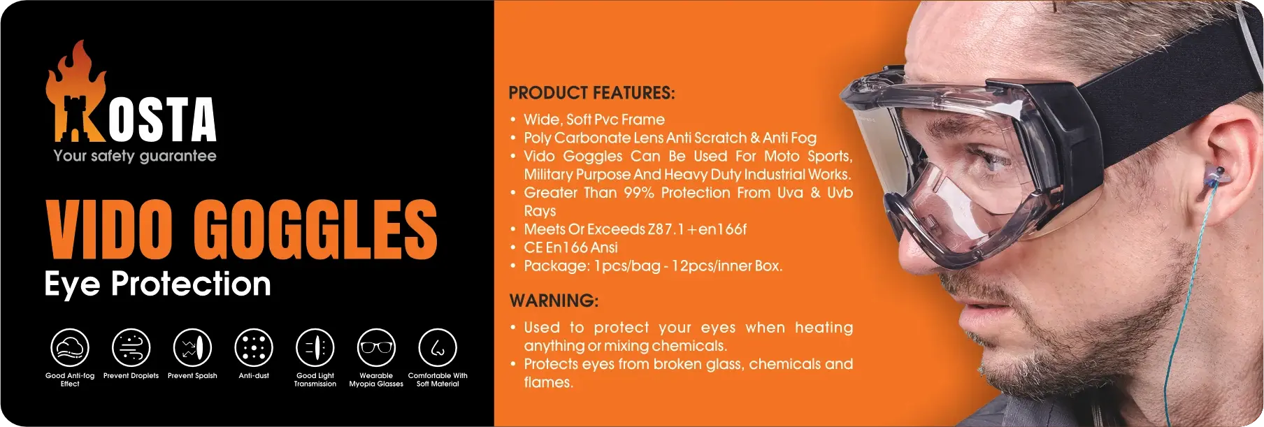 قیمت خرید عینک گاگل شیمیایی کاستا