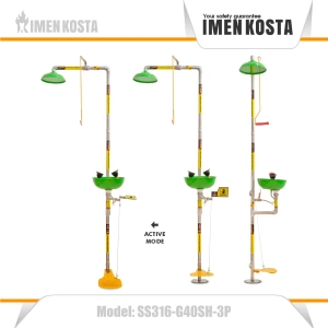 استعلام قیمت و خرید دوش و چشم شوی اضطراری سه اهرم (پدال) استیل (SS316-G40SH-3P) KOSTA
